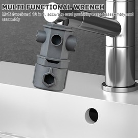 peuqcen 16-in-1 Tap Key Tool Set for Taps, Tap Strainer Key, Aerator Key, Tap Descaler Attachment Tap Key (Grey)