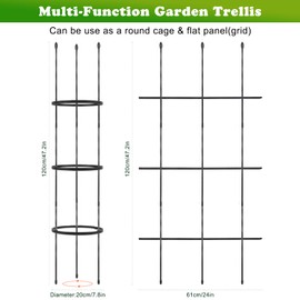 2 Pack Garden Trellis, 2 in 1 Plant Cages & Supports for Vines Crop, Potted/Climbing Plants Indoor Outdoor, Plant Stake for Flower, Vegetable, Tomato, Pot Trellis