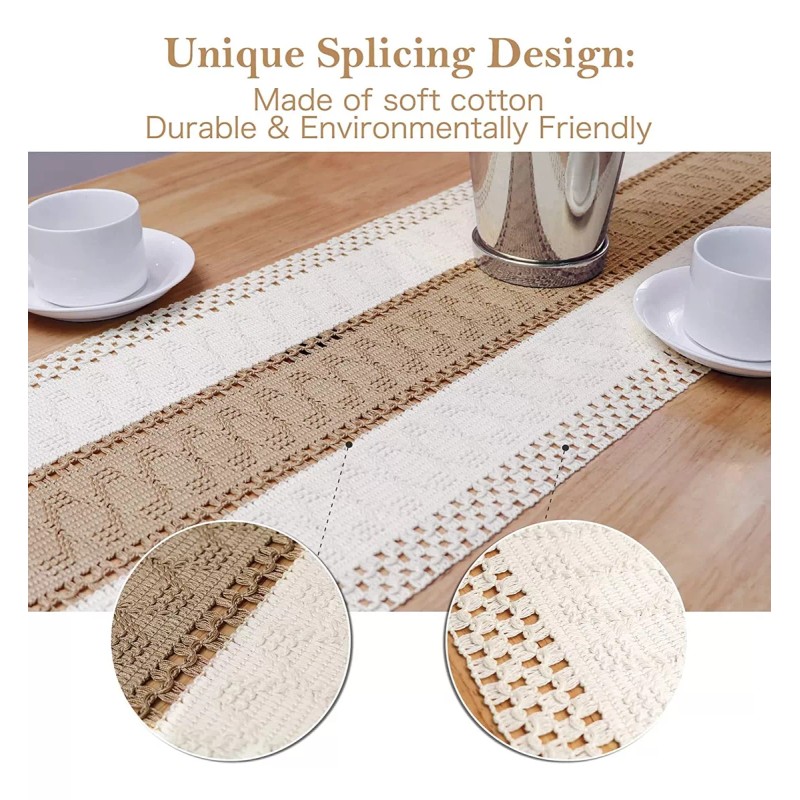 SANBREVE Camino De Mesa Tejido A Mano Con Borlas Vintage