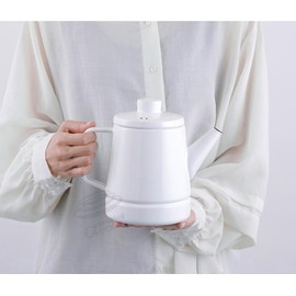 Fuji Hollow Coffee Kettle, 1.6 L (1.6 L), Induction Compatible, SD-16CP2, Solid Enamel Pot, Open Fire (White)