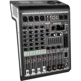 KASCHUN K1 4-Channel Professional Audio Mixer with 99 Bit DSP, XLR Microphone Jack, 48V Phantom Power, Stereo RCA Input/Output - Sound Board Console for PC Recording