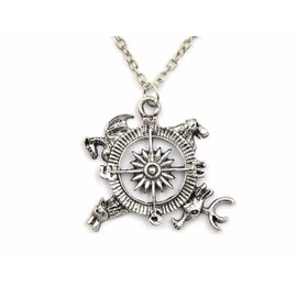 CosplayStudio GoT Necklace with Guardian Compass, Metal Chain, Metal