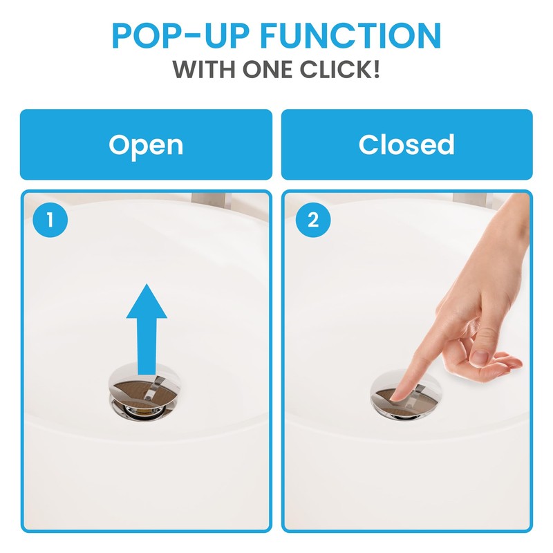 Bächlein Universal Extra Long Drain without Overflow (Chrome) Pop Up