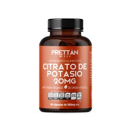 Prettán XIII Citrato de Potasio 20mg Apto para Veganos Frasco con 90 Cápsulas de 500mg cu                                                             