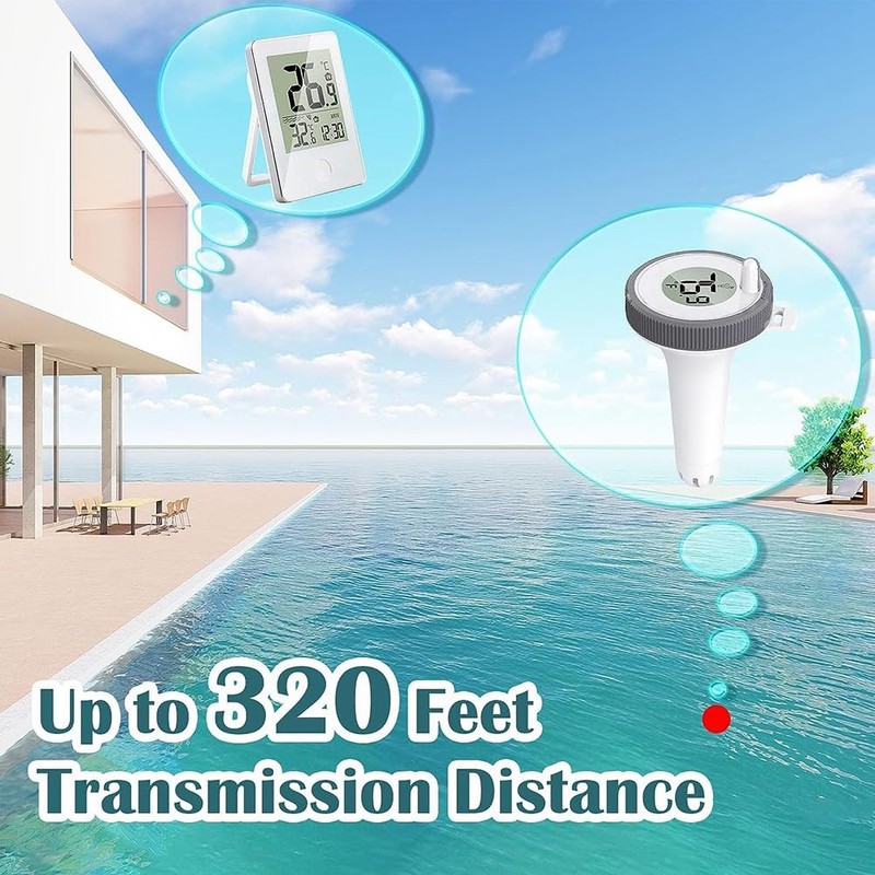 Aswalling Wireless Pool Thermometer Floating Easy Read Digital Pool Thermometer
