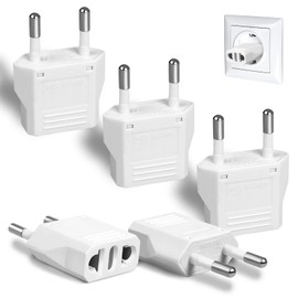 6 Pack US to Europe Plug Adapter - Type C European Travel Adapter, Wall Plug Power Converter for Europe (White)