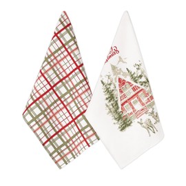 Folkulture Christmas Kitchen Towels Set of 2 for Christmas Kitchen Decor, 26 x 20 Boho Dish Towels for Farmhouse, 100% Cotton Boho Hand Towel or Dishcloths Gift Sets Christmas Theme Décor, Reindeer