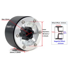 HOBBYSOUL 4pcs 1.9 Beadlock Wheels -10.5mm Negative Offset Rims 33mm Wide for TRX4 SCX10 Gen8 1/10 RC Mud Crawler Truck Upgrades