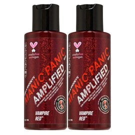 MANIC PANIC Vampire Red Hair Color - Amplified - (2PK) Semi Permanent Hair Dye - Deep Blood Red Color Can Give Burgundy Tones To Unbleached Hair - For Dark, Light Hair - Vegan, PPD & Ammonia Free