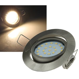 ChiliTec LED Recessed Spotlight Swivelling 3 Watt 370 Lumen 26 mm Flat 230 V Recessed Spotlight Stainless Steel Design 2900 K Light Warm White