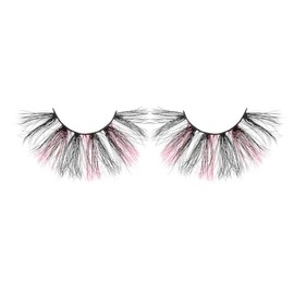 Dramatic 3D False Eyelashes, Black and Pink Mixed Color, Fluffy Long Lashes, 1 pair