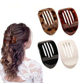 4 PCS Flat Hair Clips,Medium Round Strong Hold Hair Claw Clips for Thick Thin Hair Round Lay Down Flat Claw Clip No Slip Hair Barrettes Hair Accessories for Women Girls Hair Styling
