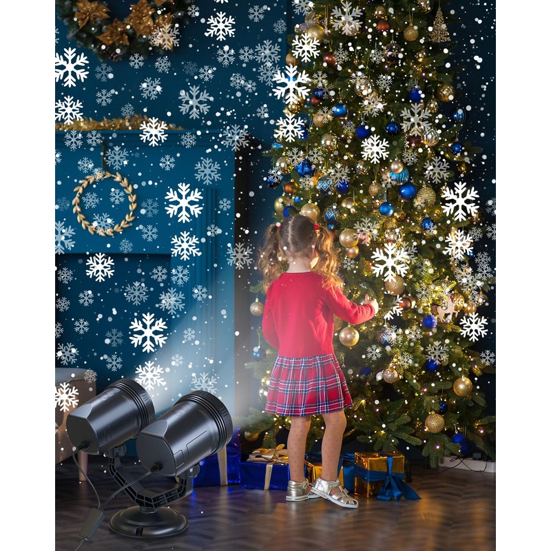 Brightown Snowflake Projector Lights Outdoor, Double Head Dynamic LED Rotating