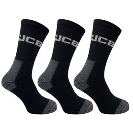 JCB Socks - Workwear Apparel Socks men's - Men's Socks - Work Socks with Added Elastane - Socks Men's - 3 Pack - Socks Multipack - Black Socks - UK 6-11, EUR 39-46 (3 Pair Pack)