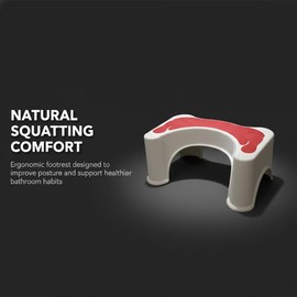 ASPIRE UK Squatting Toilet Stool White Red Ergonomic Toilet Footrest Supports Natural Squatting Position Improves Posture Regular Bathroom Use