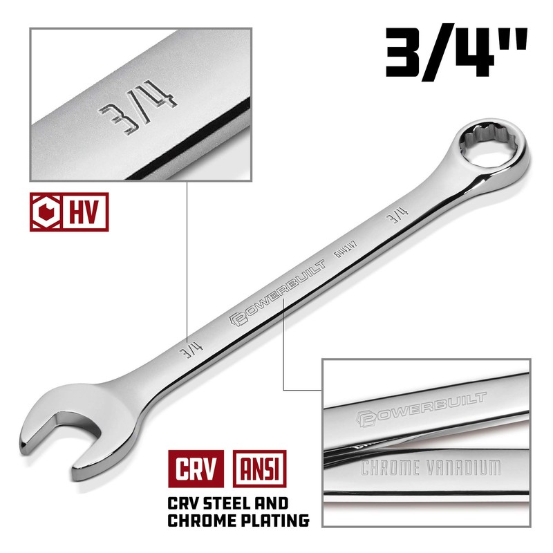 Powerbuilt 3/4-inch SAE Combination Wrench, 12 Point Double Ended Box