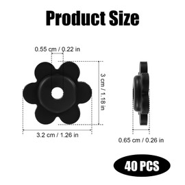Tinoaly 40pcs Garden Flag Stoppers, 1.26x1.18x0.26in Six-Petal Flower Stopper Rubber Pole Ring for Garden Flag Stand and Holder Accessories Weatherproof Drop-Proof Yard Indoor and Outdoor Use (Black)