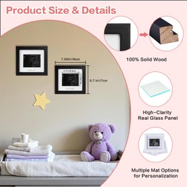 IHEIPYE Baby Sonogram Photo Frame - Ultrasound Picture Frame - Idea Gift for Expecting Parents, Baby Shower, Gender Reveal Party, Nursery Decor (Silver Text, Black 2Pack)