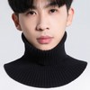 Unisex Pullover Neck Warmer Scarf for Autumn and Winter - Warm Multi-purpose Neck Cover Free Size/Men's Wool No. 2 High Collar Black 3ea