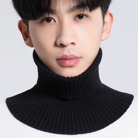 Unisex Pullover Neck Warmer Scarf for Autumn and Winter - Warm Multi-purpose Neck Cover Free Size/Men's Wool No. 2 High Collar Black 3ea