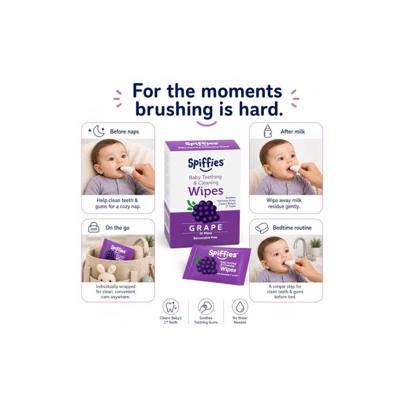 Toothwipes, Grape Wipes, 20-Count ( Pack of 3) ( Pack