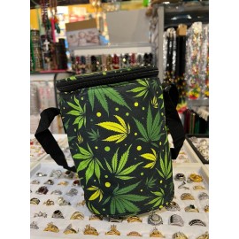 Trendy Circle Lunch Bag Green Plants Shoulder Strap for School Office