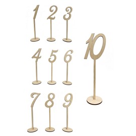 Wooden Table Numbers Holders with Stands,Natural Wood,Home Decor,8.88 Inch Tall,Perfect for Weddings, Parties,Restaurants,Hotels. (Number 1-10)