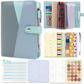 Budget Binder with Cash Envelope, Ginmlyda A6 Budget Binder for Money Saving Budget Book with Budget Sheets, Zipper PVC Pockets, Cash Envelopes, Stickers & Pen, Money Binder Organizer for Cash