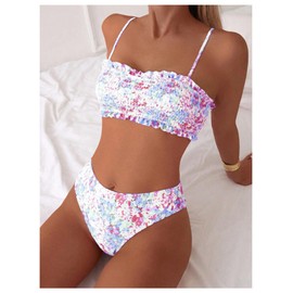 GORGLITTER - Traje de baño de 2 piezas con volantes para mujer, Varios colores, X-Large