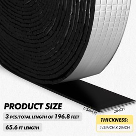 Frienda Pipe Insulation Wraps 196.8ft 3 Rolls 2" x 65.6' Long Foil Backed Resistant Outdoor Pipe Foam Insulation Tape Self Adhesive for Winter Freezing Pipe Insulation Wrap Protection Water Pipes