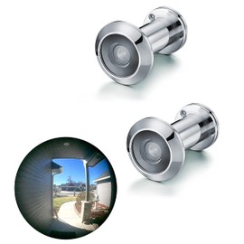 TOGU TG3016YG-PH UL Listed Solid Brass 220-degree Door Viewer with Heavy Duty Privacy Cover for 1-3/8" to 2-1/6" Doors, Polished Chrome Finish,2 Sets