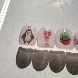 [Ar] Hello penguin handmade nail tip drawing nail art specialist / [아르] 안녕펭귄 수제네일팁 드로잉네일아트 전문