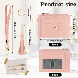 KNGITRYI Small Wallet for Women RFID Card Holder,Wristlet Keychain with Wallet,Key Chain Wallet Women Wristlet Wallets for Women (Faux Leather, Pink)