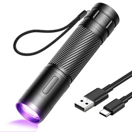 GEARLITE Wiederaufladbar LED UV Schwarzlicht Taschenlampe, Leicht Mini UV Lampe Ultraviolettes Licht mit 395nm Robust Wasserfest für Bernsteinsuche Geocaching Heimtierurindetektoren Unechte Banknoten