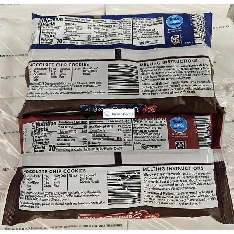 Generic Baker’s Corner Dark & Semi-Sweet Chocolate Morsels (Two Bags)