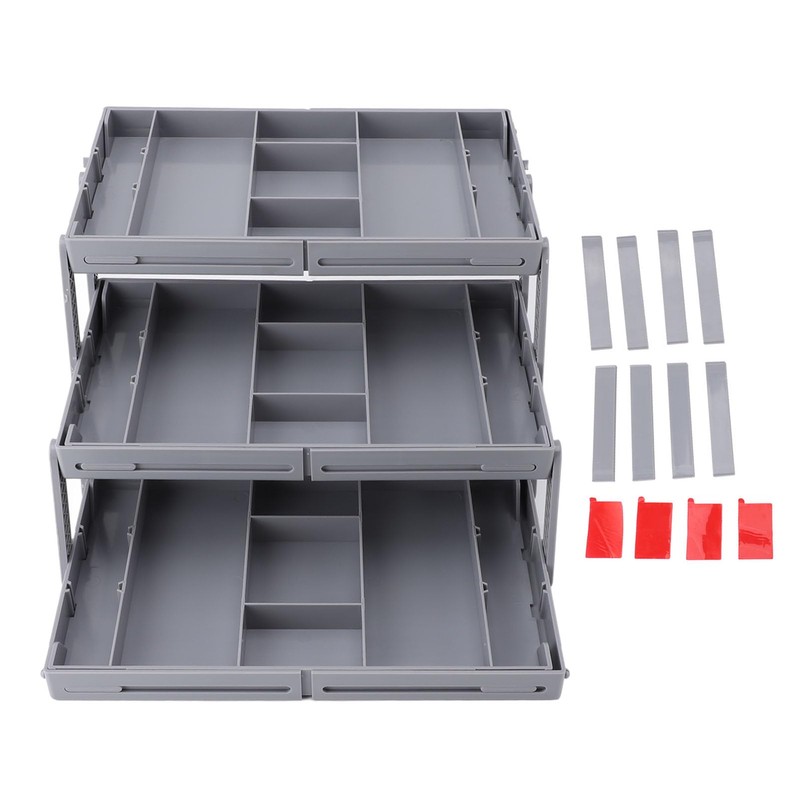 Drawer Organizer, Multi Level Collapsible Drawer Organizer with Adjustable Compartments,
