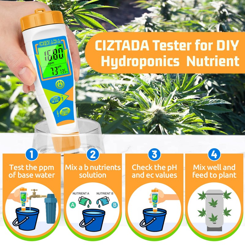 CIZTADA pH Meter for Water Digital EC and PPM Meter