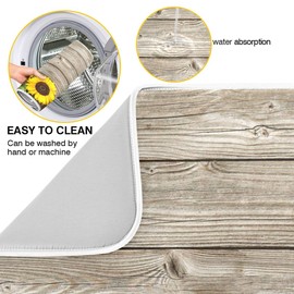 Absorbent Reversible Dish Drying Mat Autumn Background With Sunflowers On Wooden Heat Resistant Eco-Friendly Mat for Kitchen