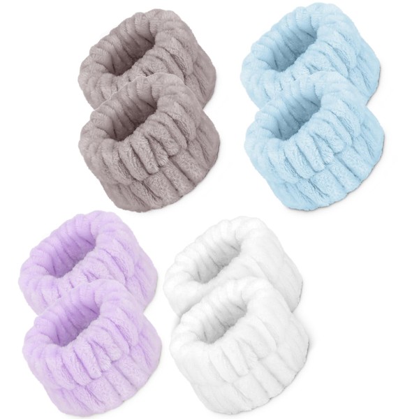 Crosize 8 Pcs Absorbent Microfiber Women's Spa Wristbands for Face