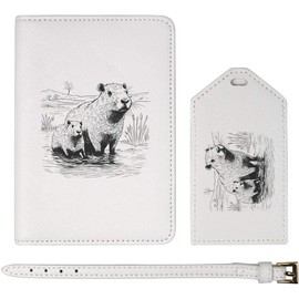 Azeeda 'Capybaras in The River' Passport Cover & Luggage Tag Travel Set (PA00025688)