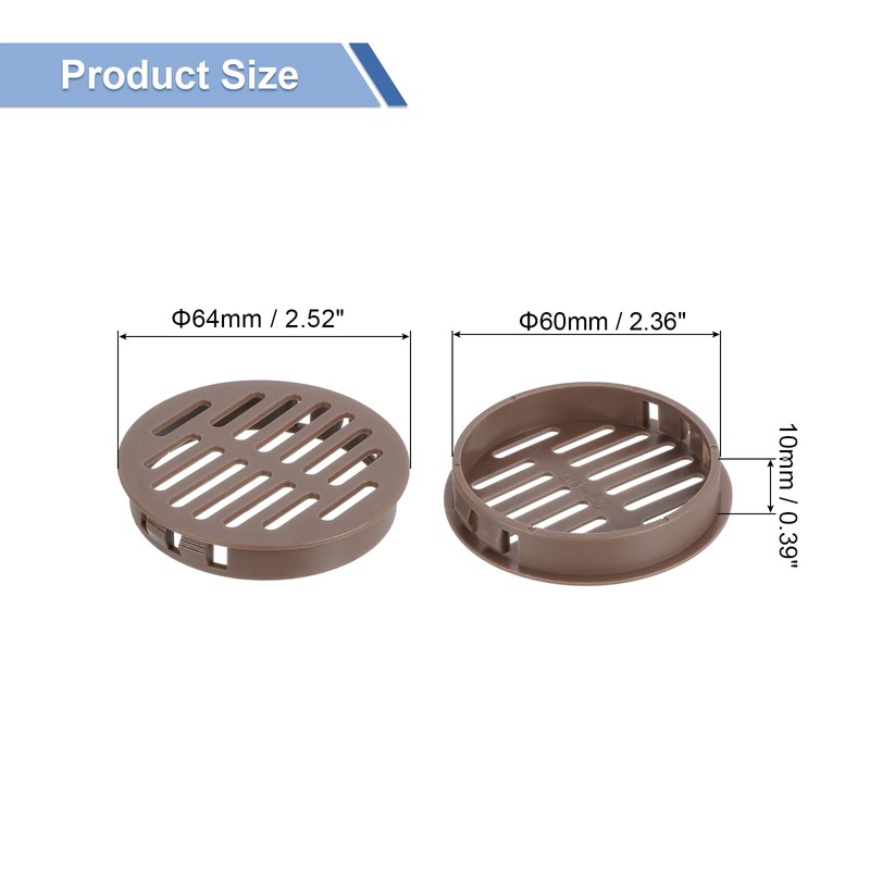 uxcell Round Soffit Vents 2 inch, 4Pcs Brown Plastic 60mm