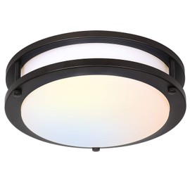 hykolity 10 inch Flush Mount LED Ceiling Light Fixture, 17W[120W Equiv.] 1100lm, 3000K/4000K/5000K Adjustable Ceiling Lights, Oil Rubbed Bronze Saturn Dimmable Lighting forhallway Bathroom or Kitchen