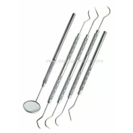 SZCO Tools Dental Pick Tools with Mirror Tweezer Teeth Scaler Instruments 6 piece