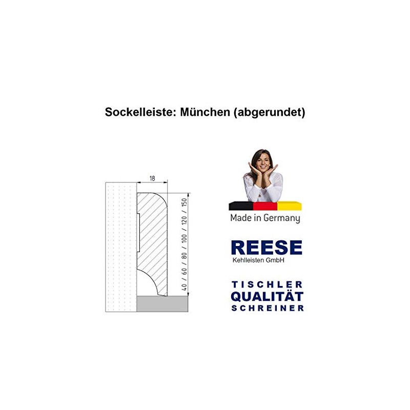 Munich Skirting Board Solid Spruce Wood Raw Top Edge Rounded