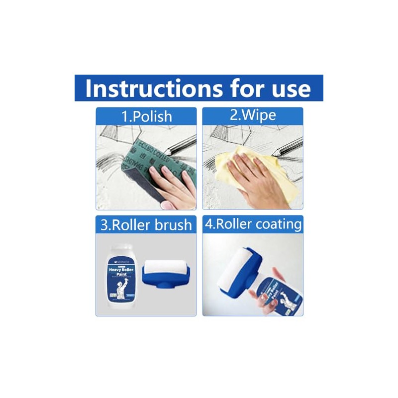 Quick-Dry White Wall Repair Roller -(17 oz/500ml) Portable Coating Tool