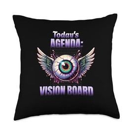 Vision Board Today's Agenda Eyeball with WIngs Throw Pillow