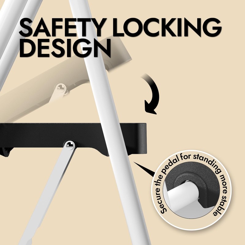 KINGRACK 3 Step Folding Ladder, 900 lbs Load Capacity, Non-Skid