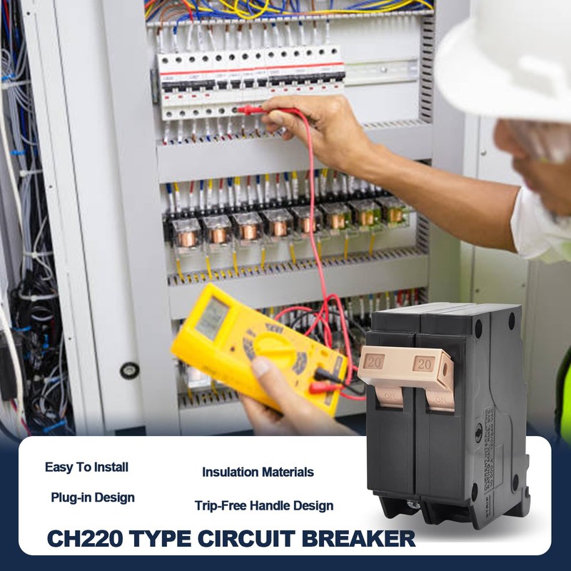 220 2-Pole 20-Amp Circuit Breaker, 3/4-Inch Plug-On Molded Case Circuit