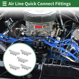 HOPESPANNER Push to Connect Air Fittings 3/8" Five Way Air Line Quick Connector Plastic 5 Pcs White Silver Tone