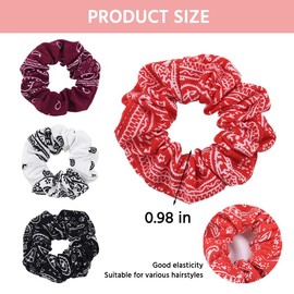 Paisley Hair Scrunchies Elastic Hair Ties for Women 4Pcs Bandana Hair Bands Scrunchy Hair Ties for Girls Ponytail Holders for Thick Thin Hair Bandana Style